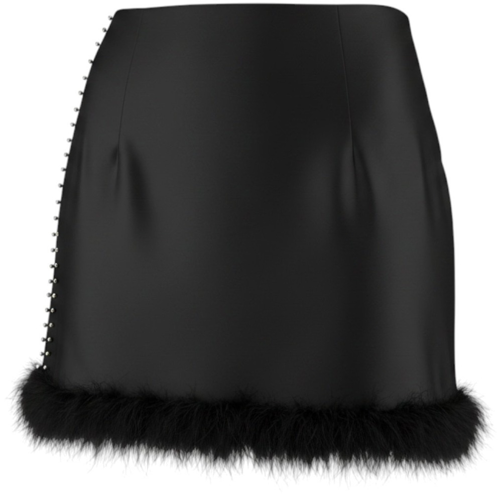 Whimsygoth Skirt 3XL 26 Black Faux Feather Hook Eye Mini Festival Glam Night Out